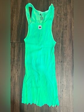 Custom Tie-Dye Mint Ribbed Tank Dress